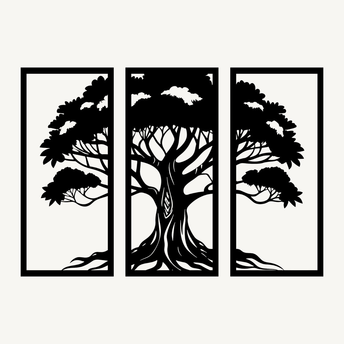Levensboom 3-delig, houten wanddecoratie met levensboom