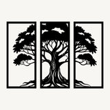 Levensboom 3-delig, houten wanddecoratie met levensboom
