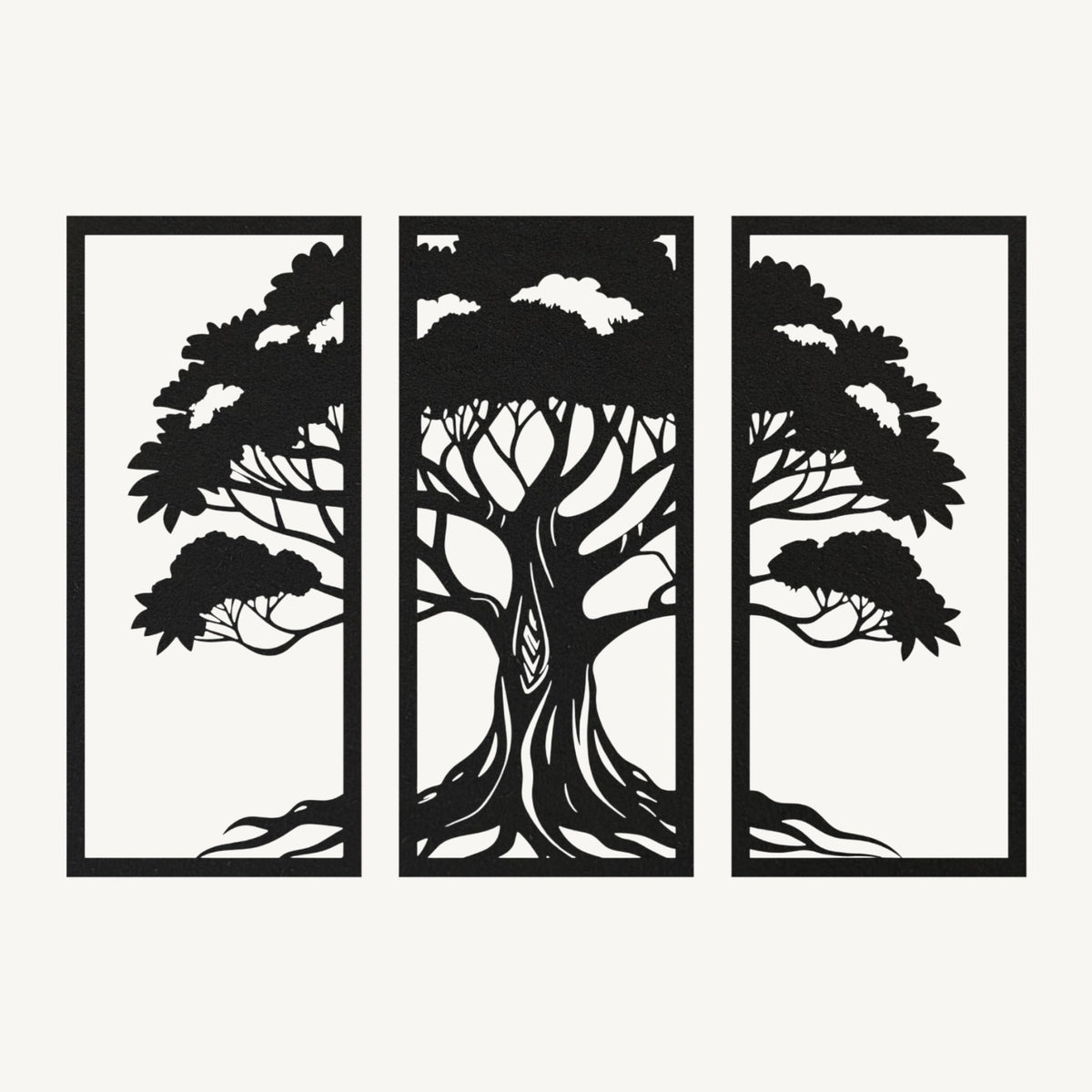 Levensboom 3-delig, houten wanddecoratie met levensboom