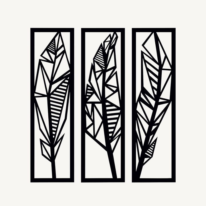 Wanddecoratie Veren – 3-delig