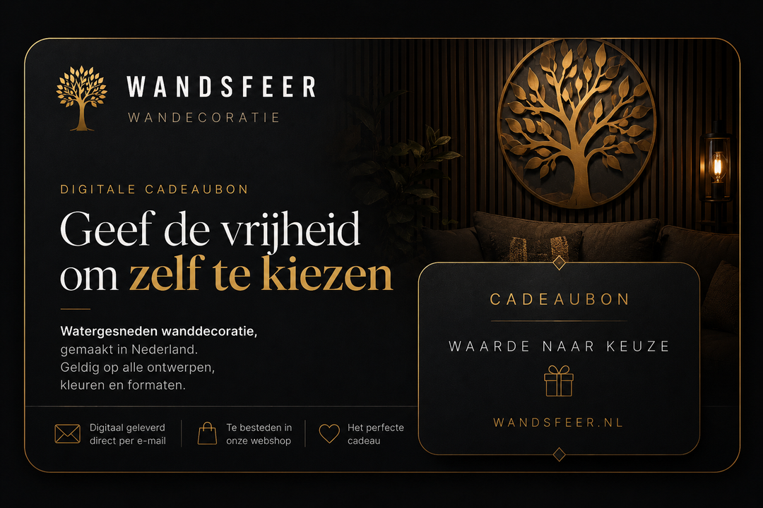 Wandsfeer cadeaubon met waarde naar keuze