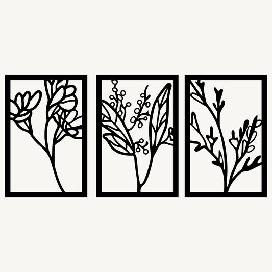 Wanddecoratie Bloemen Set – 3-delig