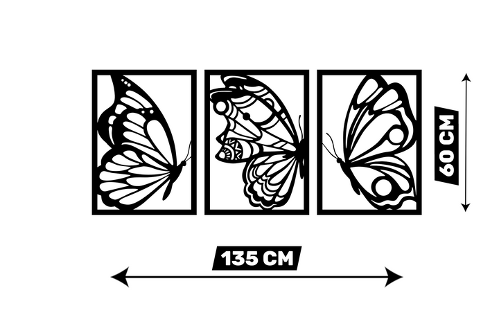 Wanddecoratie Vlinder – 3-delig