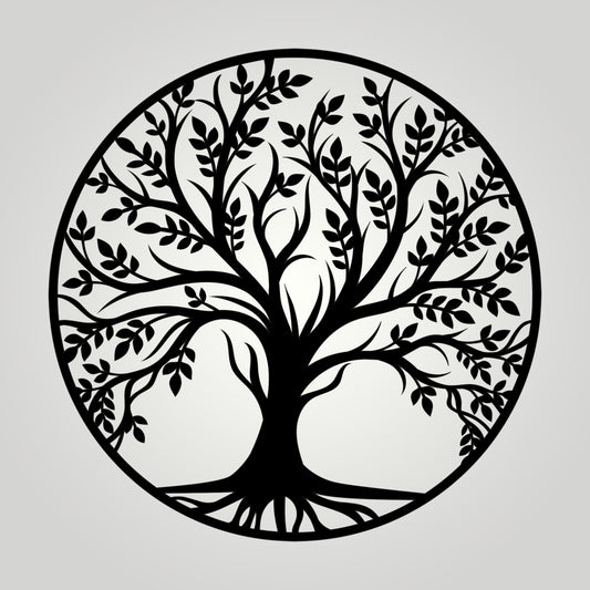 Ronde wanddecoratie boom type 1 zwart – moderne muurdecoratie